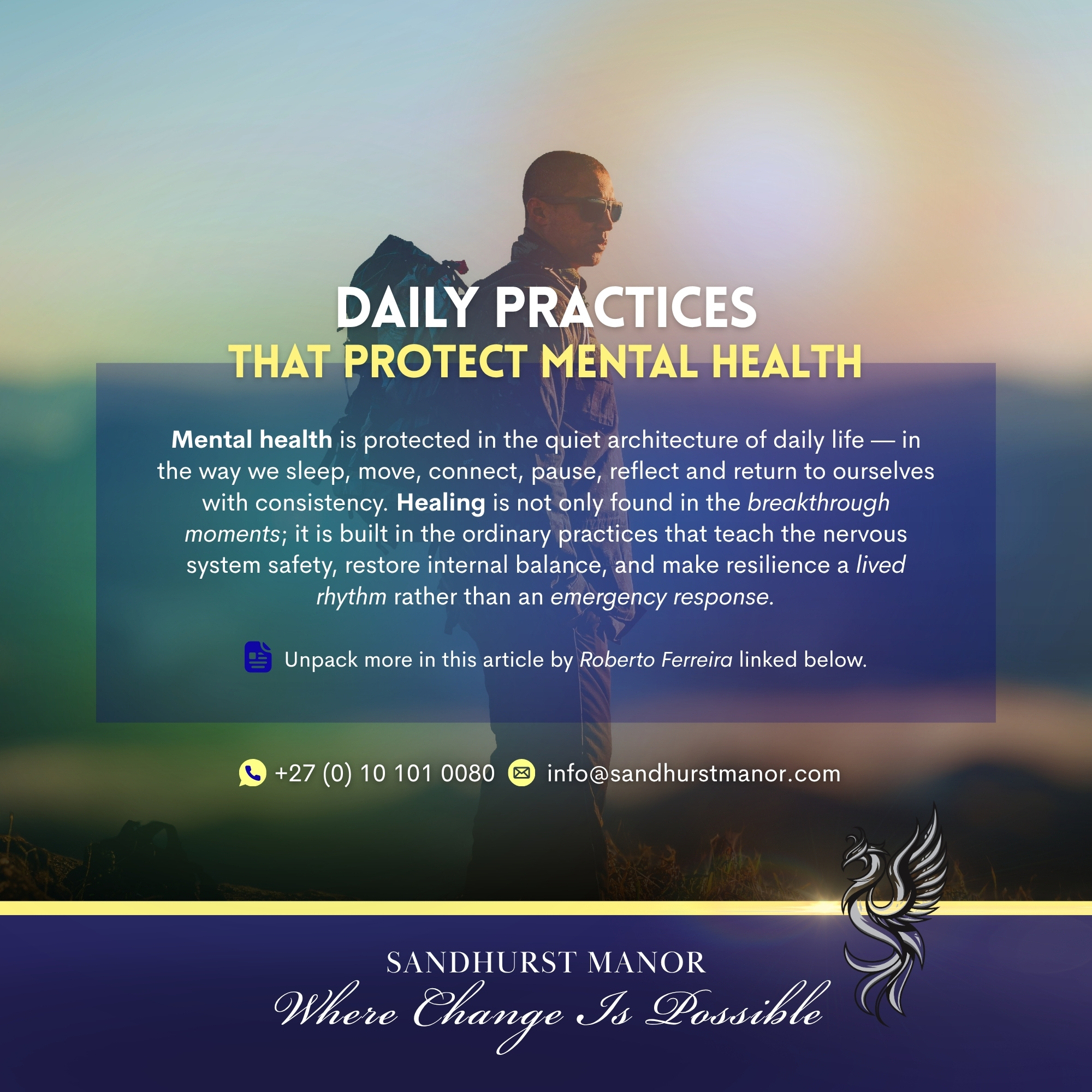 A calm and grounding wellness scene representing daily practices that support mental health, emotional balance and resilience.